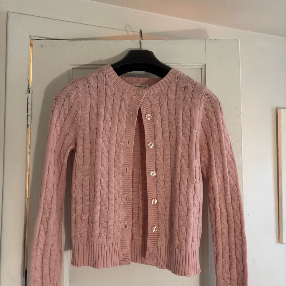 Pink Cable Knit Women's Sweater